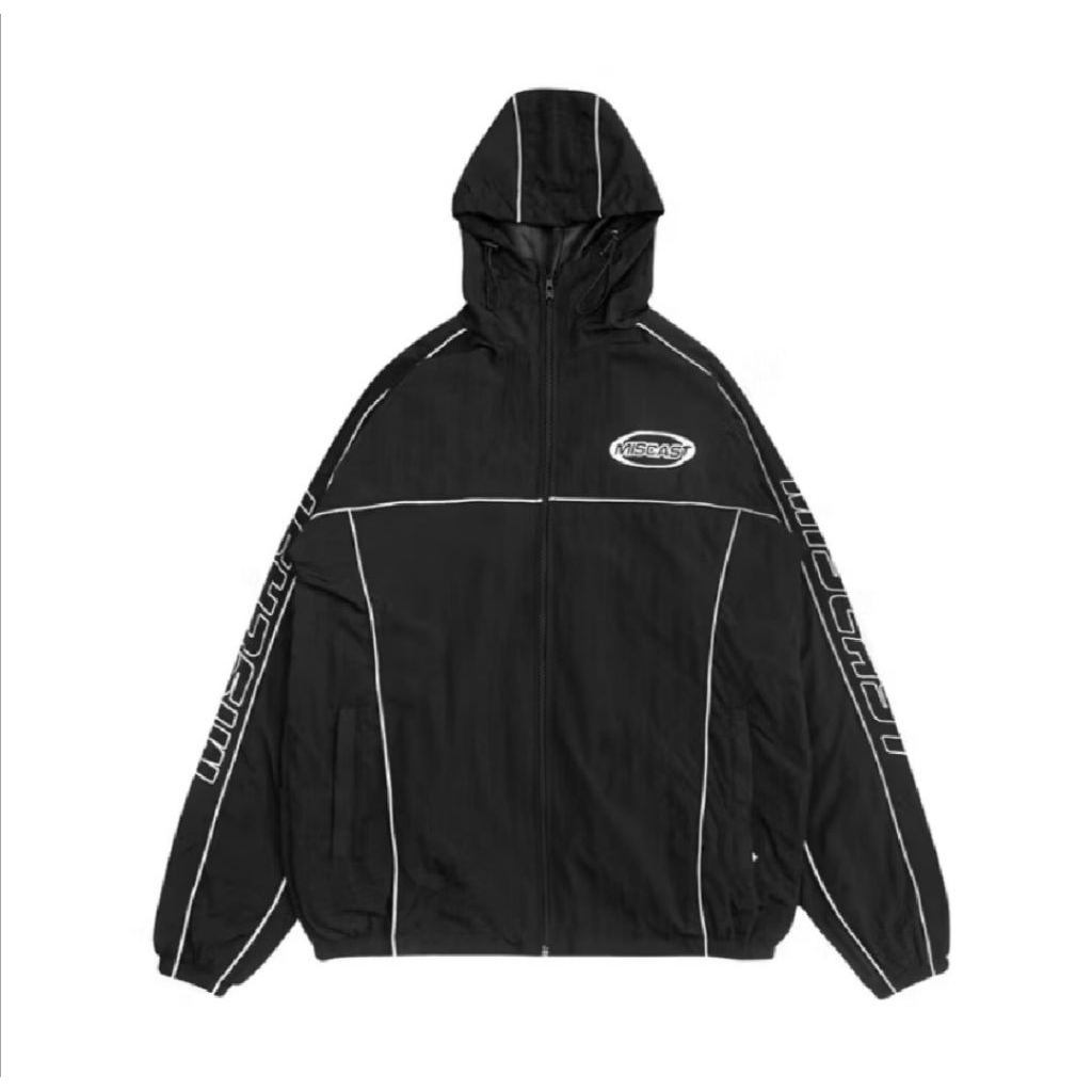 Miscast Tracksuit Jacket Reflective Vintage Xavier Hitam