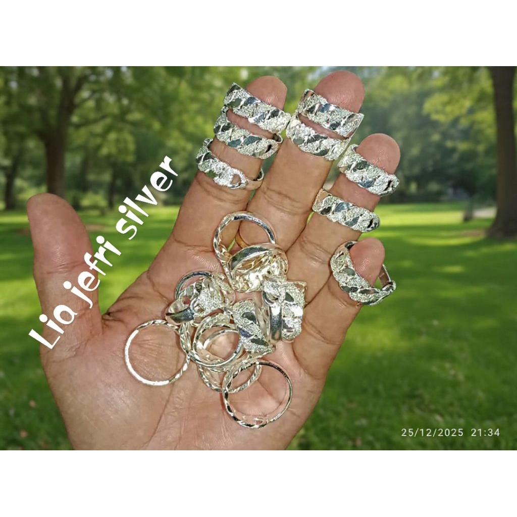 cincin perak asli,perak murni, motif rantai pasir