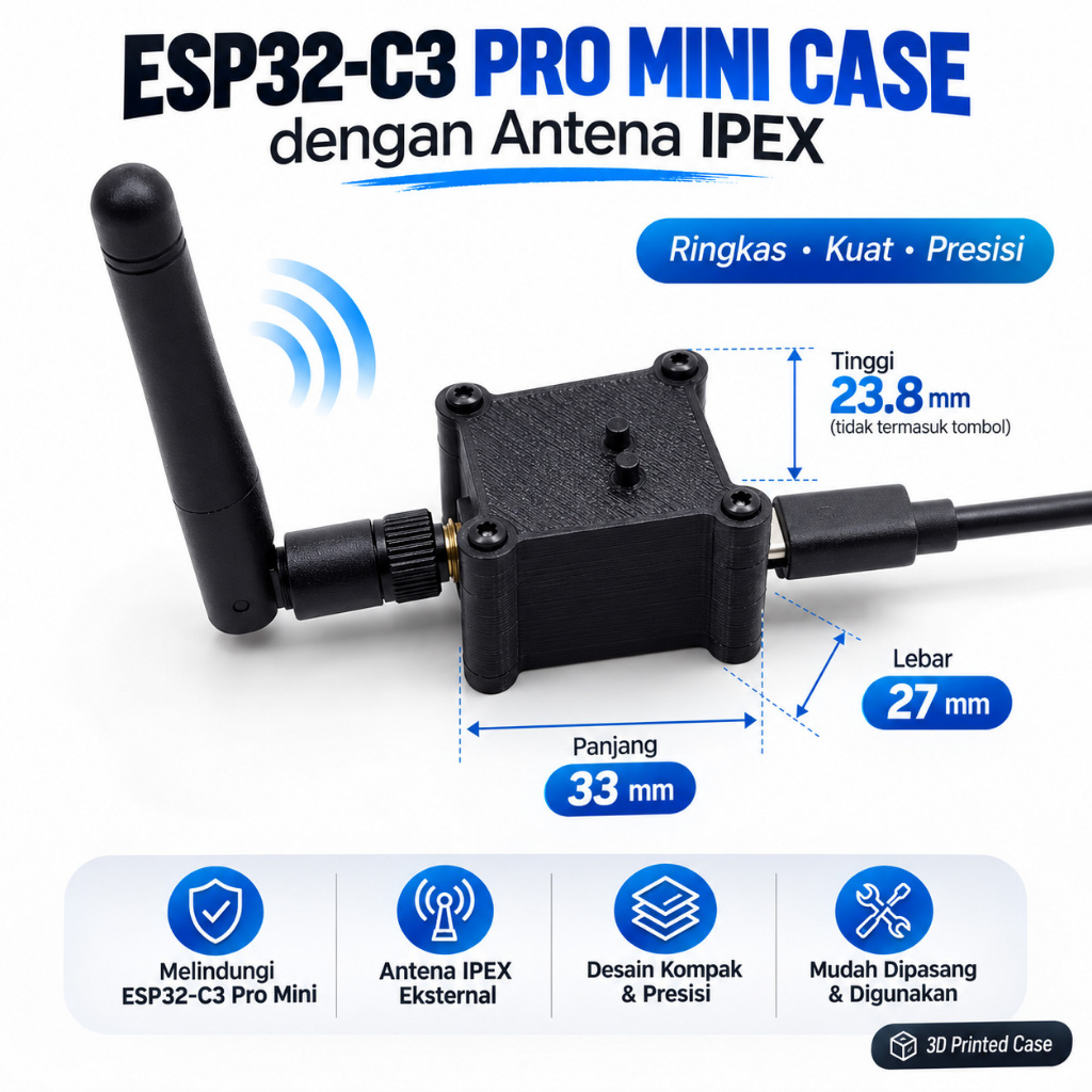 CASE ESP32-C3 PRO MINI ANTENA IPEX