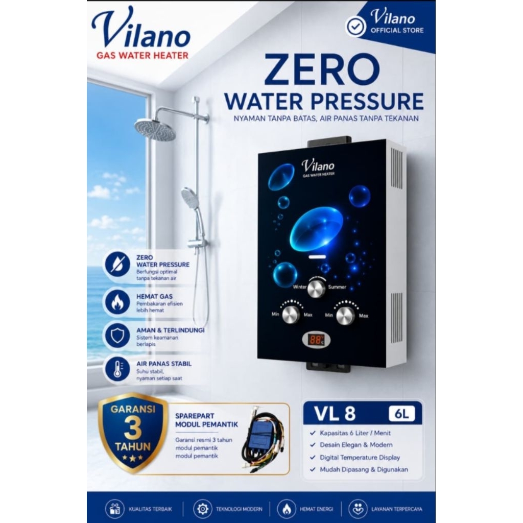 Water Heater Gas Vilano Zero Water Preassure