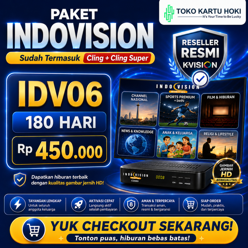 Paket Indovision K-Vision 180 Hari | 6 Bulan TV Premium Lengkap | Cling + Cling Super + beIN Sports 