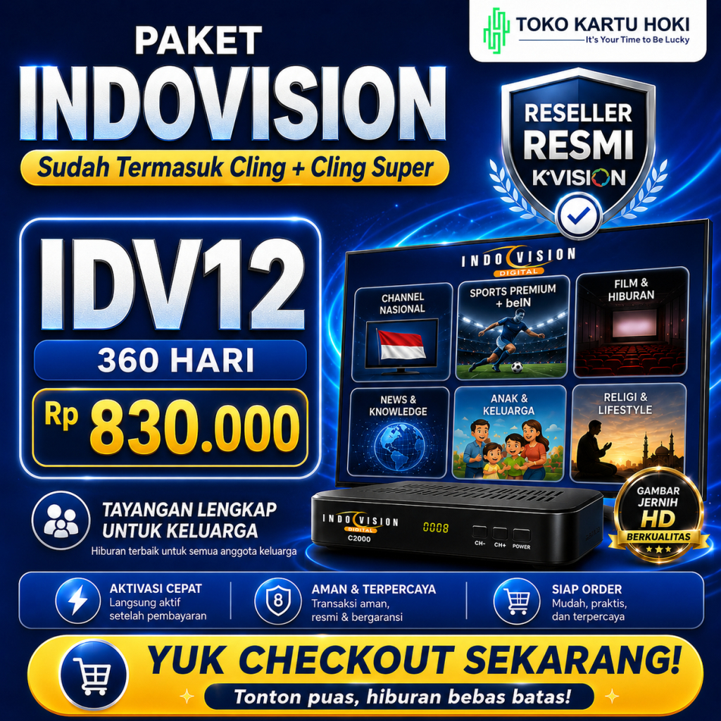 Paket Indovision K-Vision 360 Hari | 1 Tahun TV Premium Lengkap | Cling + Cling Super + beIN Sports 