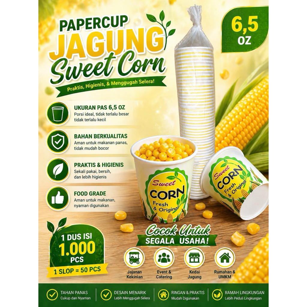 PAPERCUP JAGUNG 6,5oz / GELAS JAGUNG / GELAS JASUKE 50PC