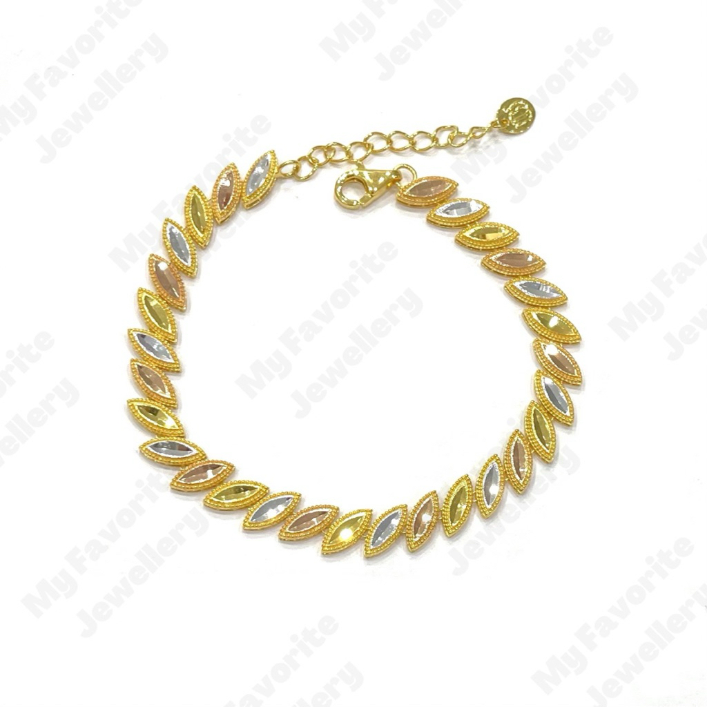 Gelang Daun-daun Warna UBS MEWAH Emas Asli Kadar 700 16karat