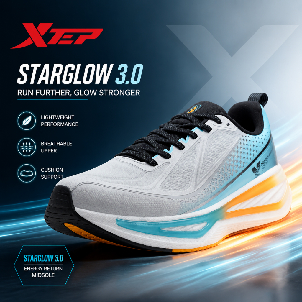 XTEP StarGlow 3.0 Sepatu Running Pria Original Running Shoes Lightweight Breathable Cushion Sneakers