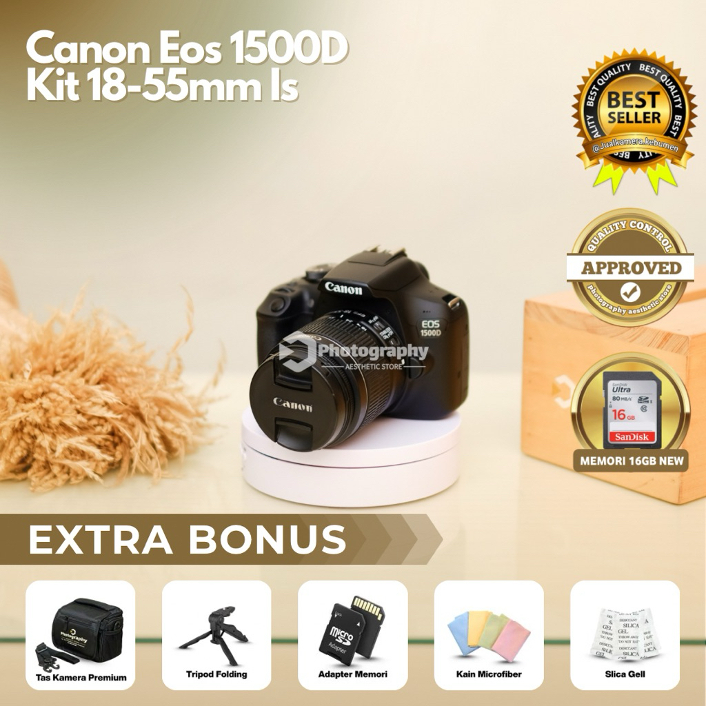 KAMERA CANON EOS 1500D + LENSA KIT 18-55MM IS WIFI / CANON EOS 1500D SUDAH WIFI MULUS SIAP PAKAI