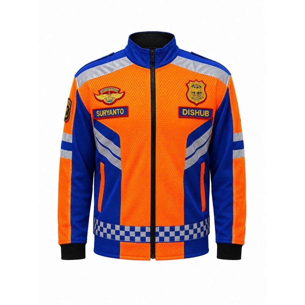 JAKET DINAS DISHUB JALA/JARING BIRU KOMBINASI ORANGE