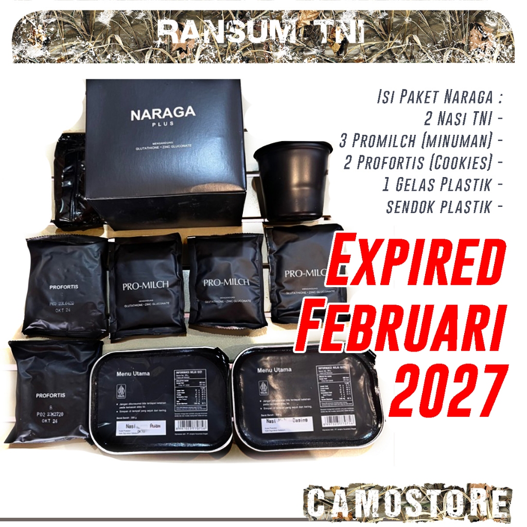 Ransum Tentara Paket Nasi Naraga MRE makanan instan survival Camping Hiking