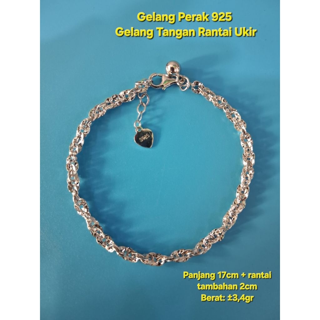 Gelang Tangan Perak 925 Gelang Rantai Ukir