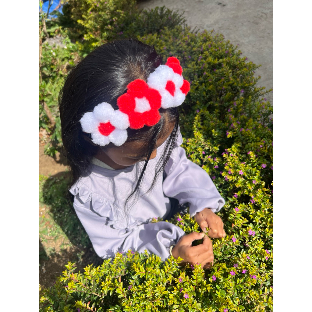 Bando merah putih motif bunga,bando 17 agustus ,bando anak,bando termurah