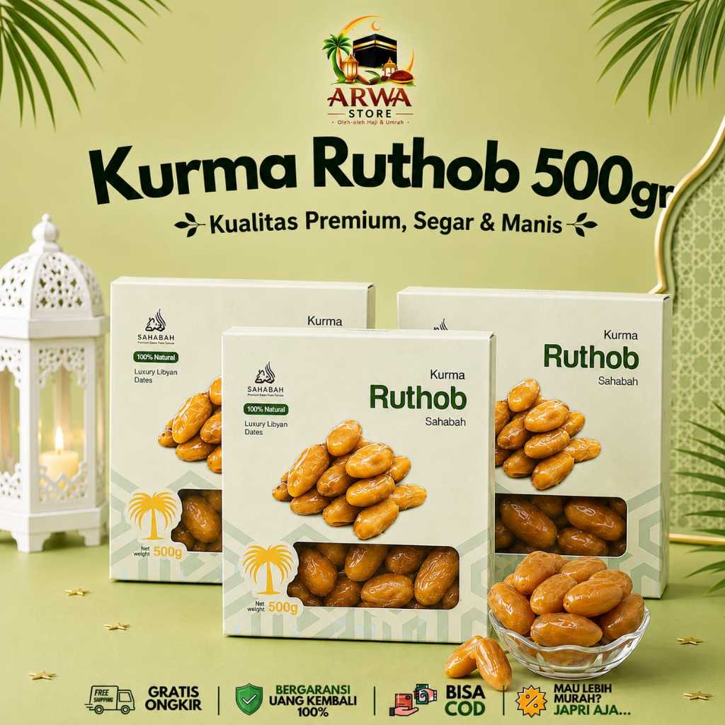 ARWASTORE - Kurma Muda Ruthob Libya 500gr Fresh Segar | Kurma Ruthab Basah Premium Manis Original Pr