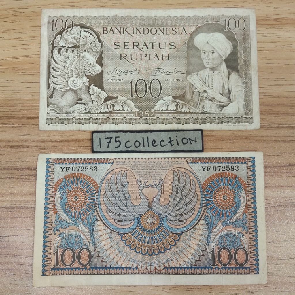 Uang Kertas Kuno Indonesia 100 Rupiah Seri Budaya 1952 Asli