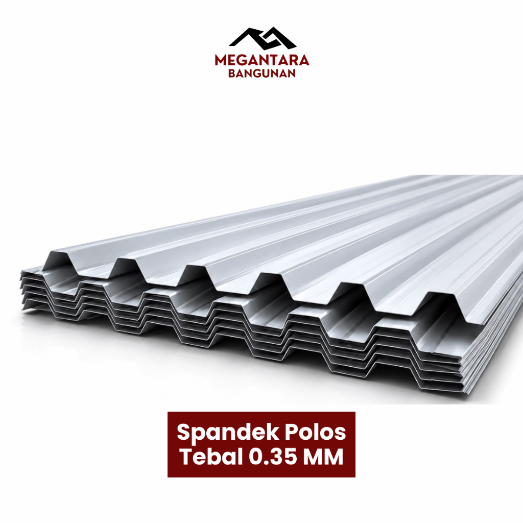 Spandeck Polos 0.35mm Per Meter Atap Spandek Galvalum Baja Ringan Kanopi Gudang Rumah Ruko Proyek