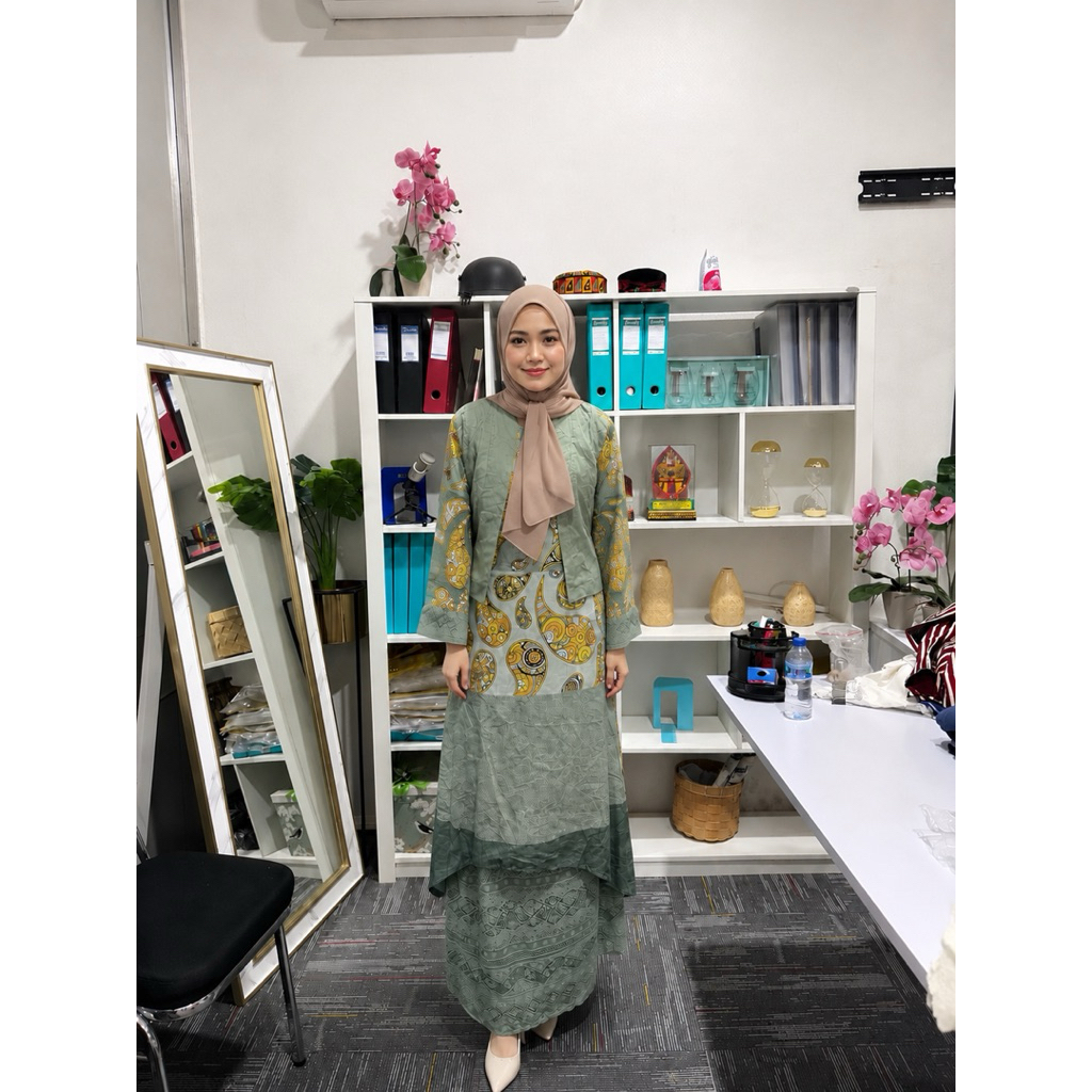 Set Dress Batik Outer Wanita | Dress Batik + Outer Quilted