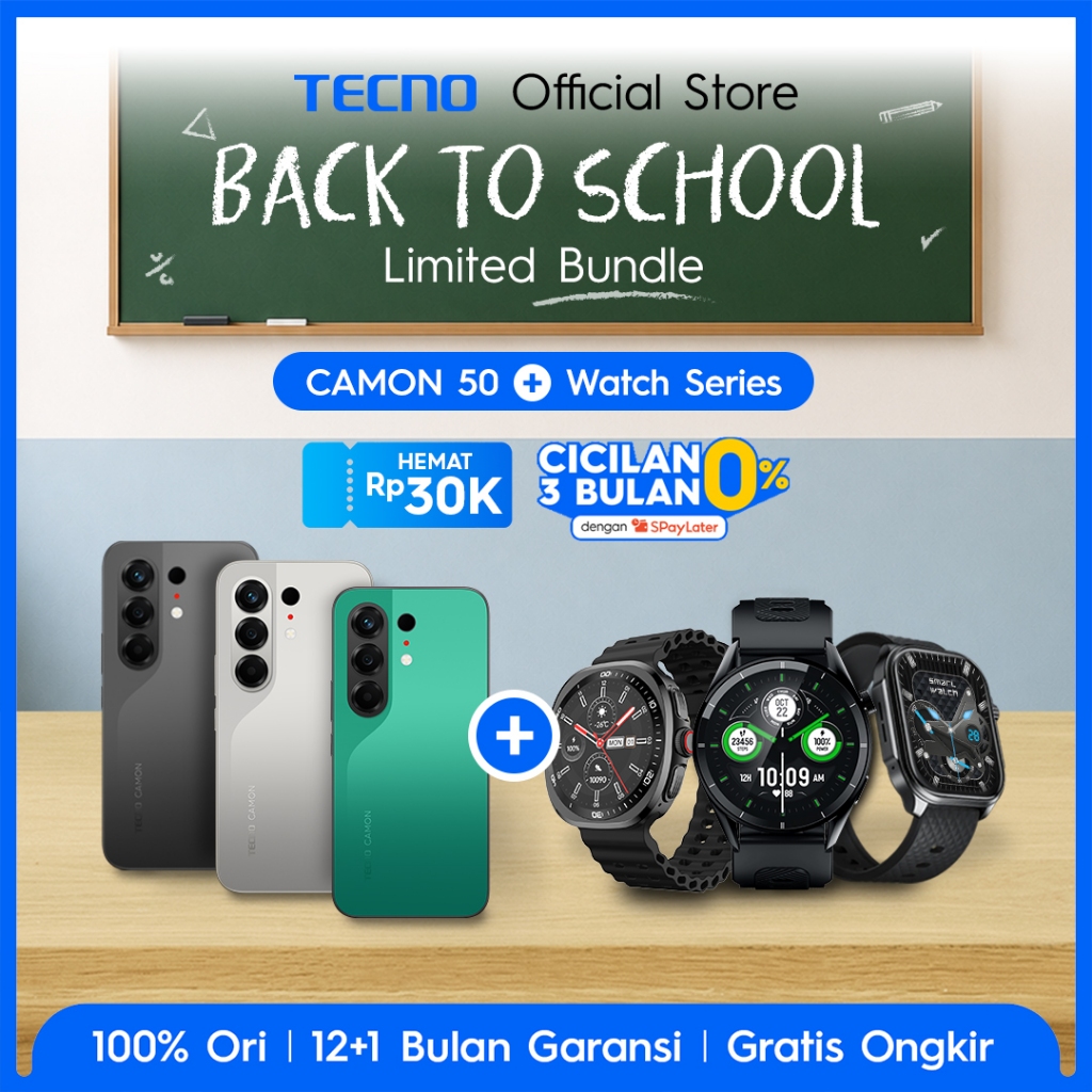 [PROMO BUNDLE] TECNO CAMON 50 & Smart Watch - Watch 3 Active/Watch Pro 3/Watch Neo, RAM 8/12GB, Memo