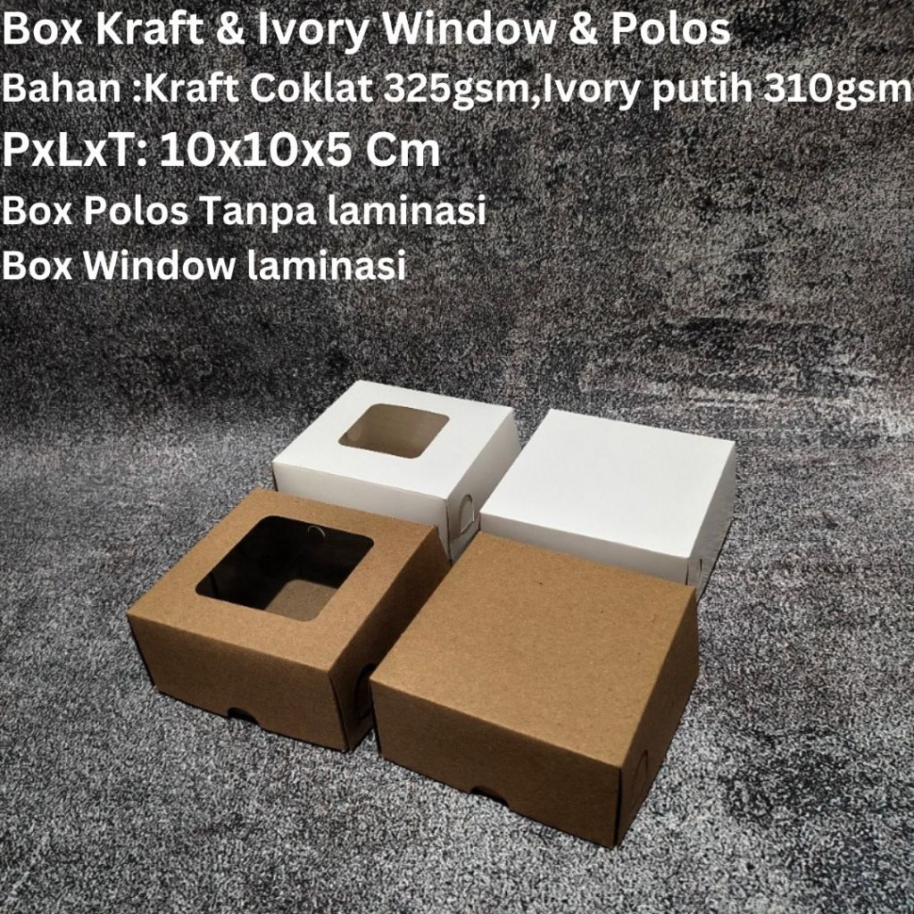 Box Kotak Dus Kraft Ivory Coklat Putih window dan Polos untuk Donat Kue Cookies Dimsum isi 1 ukuran 