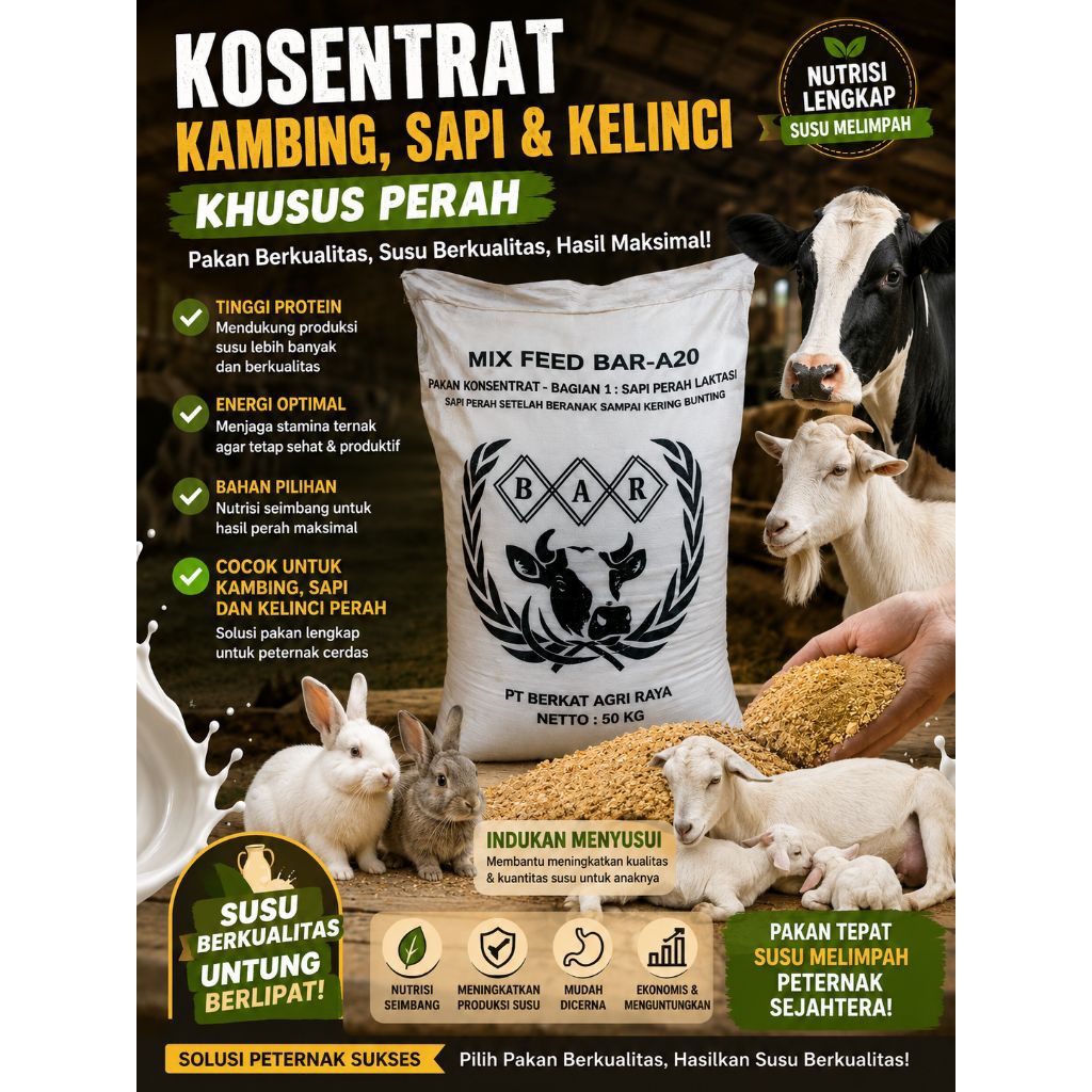 kosentrat mixfeed BAR A20 1kg sapi kambing kelinci menyusui