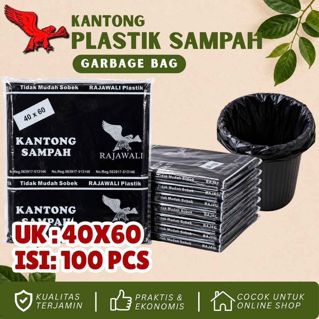 Kantong Sampah Rajawali Hitam 40x60 isi 100 pcs, Trash Bag Plastik Sampah Tebal Anti Bocor Garbage B