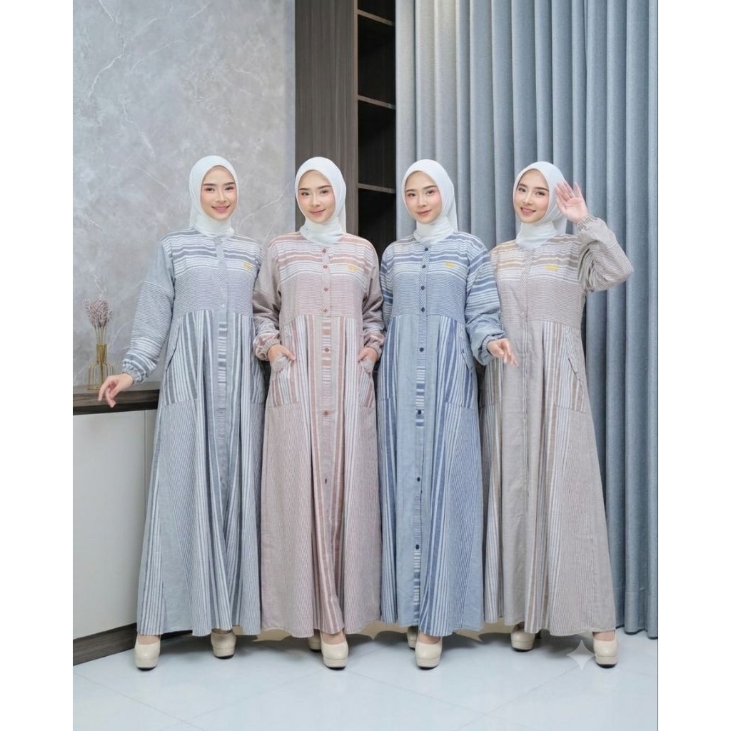 Gamis Katun Haruka Salur/Garis