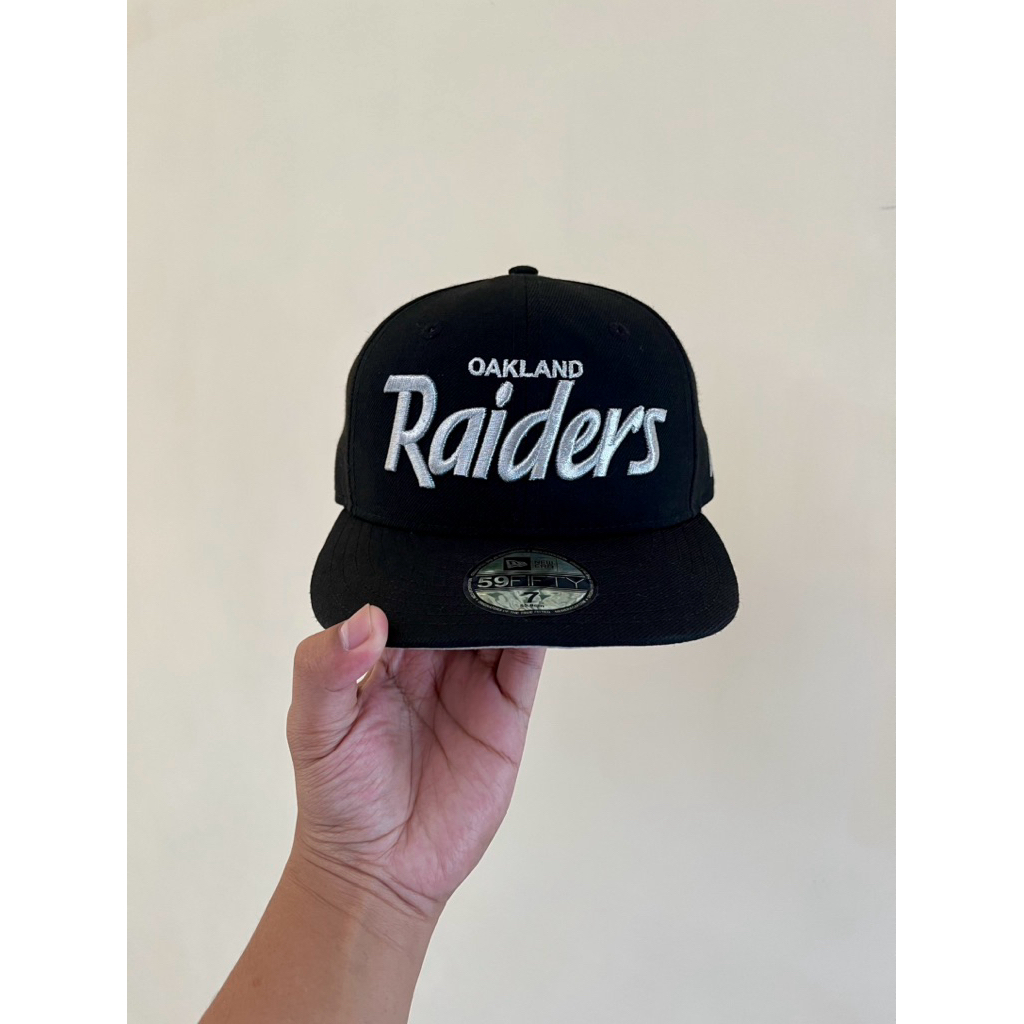 Topi New Era Oakland Raiders Script 59FIFTY Fitted 100% Original