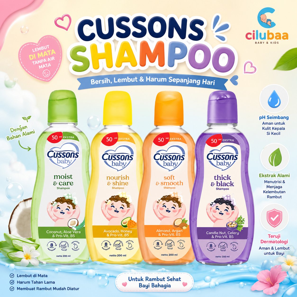 CUSSONS Baby Shampoo | Shampoo Bayi  | Cussons baby SHAMPOO 50ml+50ml dan 100ml+100ml