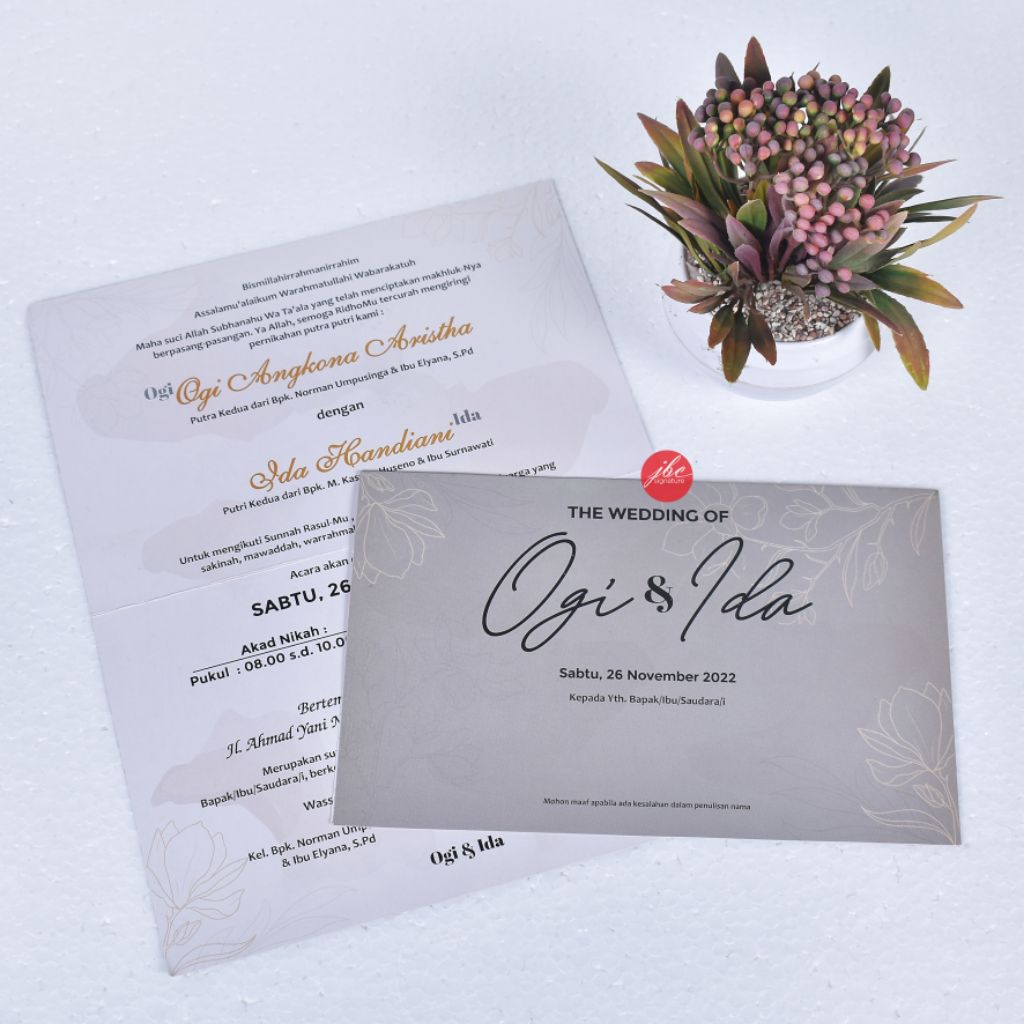 Undangan Pernikahan Landscape Set Full Color | Art Carton | Custom Elegan