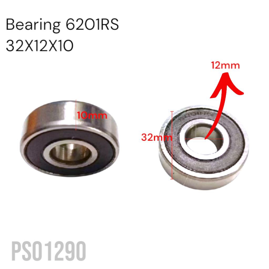 PS01290 1pcs Bearing 6201RS 32x12x10 laher ball bearing diameter lingkar 32mm lubang 12mm tebal 10mm