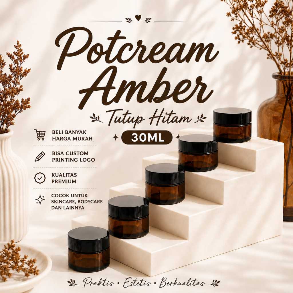 Pot jar Kosmetik kaca amber 30ml
