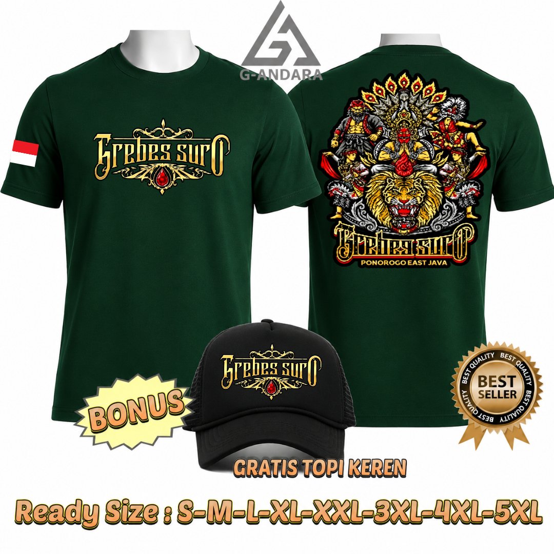 KAOS DISTRO BONUS TOPI CULTURE GREBEG SURO PONOROGO EAST JAVA DESIGN TERBARU SIMPLE BAHAN COTTON COM
