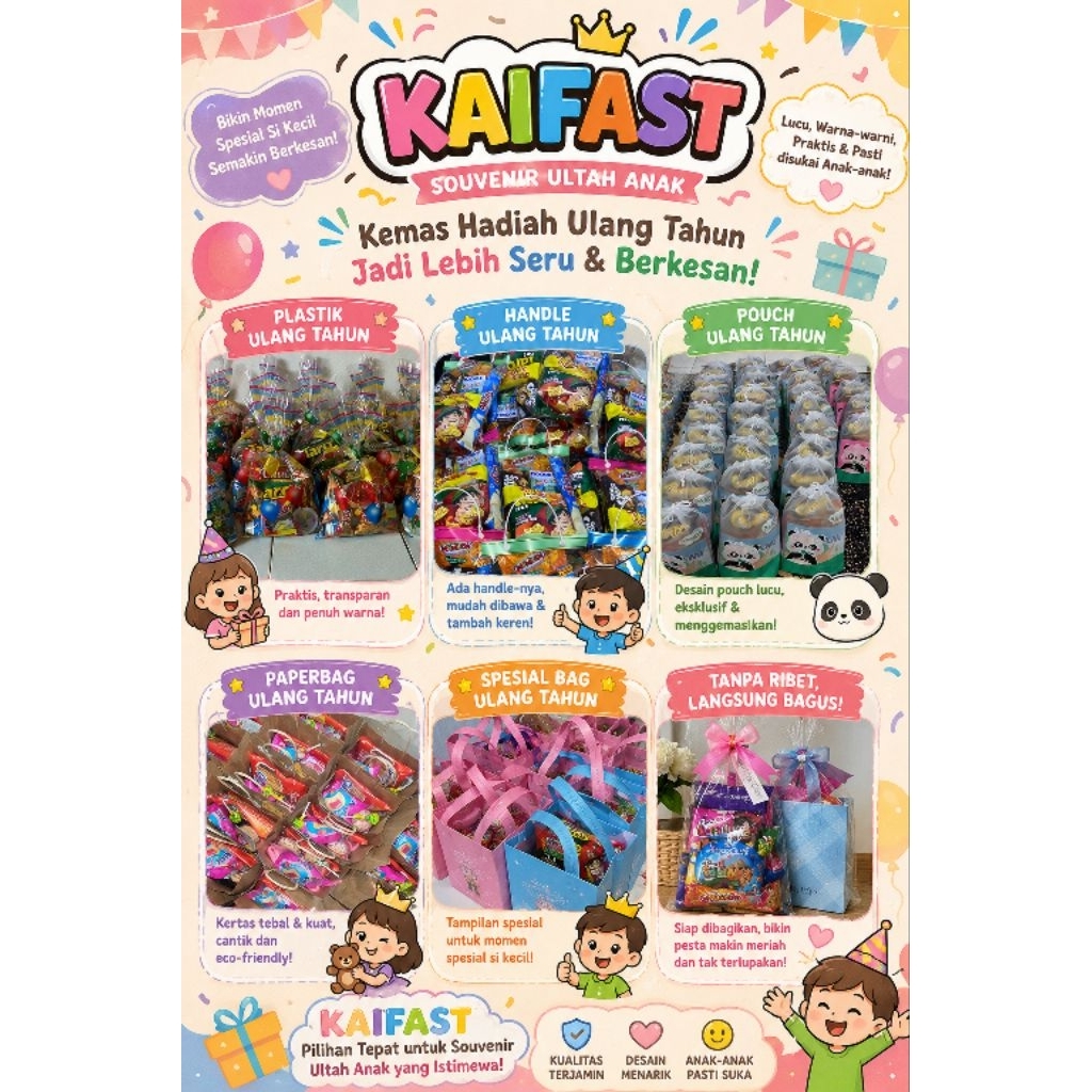 souvenir ultah/souvenir ulang tahun/jajan ulang tahun/packing pouch