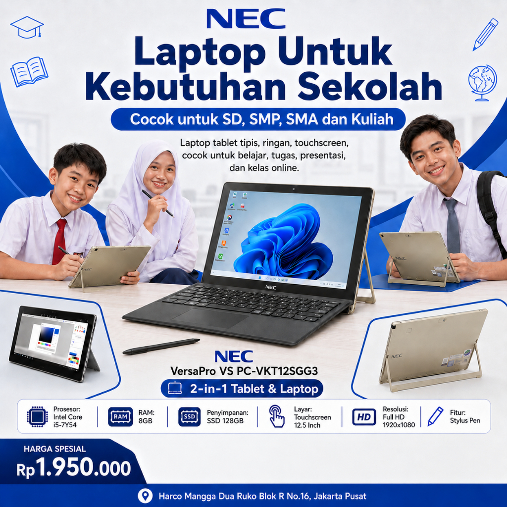 NEC VersaPro VS Core i5 8GB 128GB Touchscreen FHD 2-in-1 LAPTOP TABLET PC-VKT12SGG3