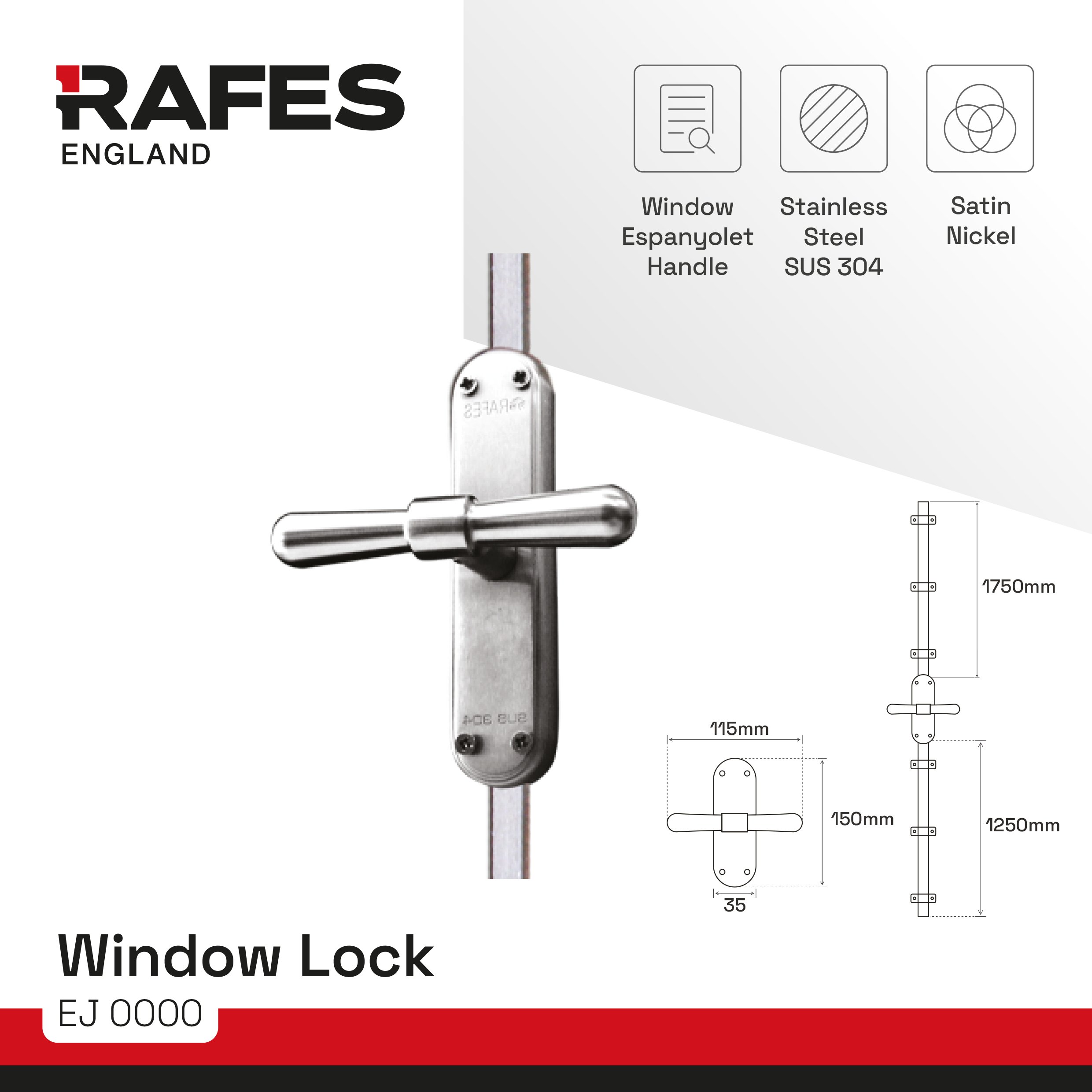 Handle Kunci Pintu / Jendela Espanyolet RAFES ENGLAND (EJ 0000)