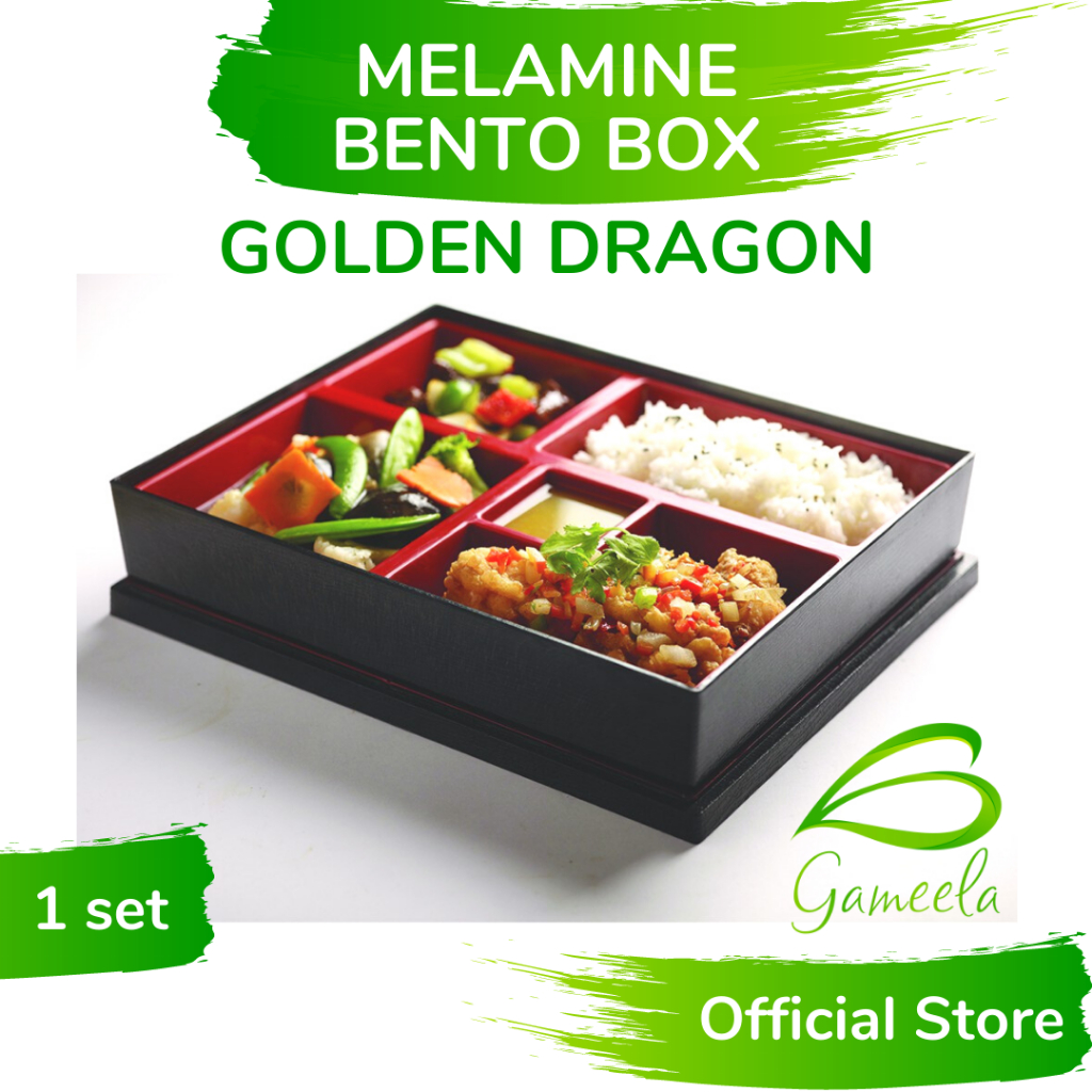 Bento Set Komplit Jepang Besar Jumbo Piring Makan Segi Persegi Kotak Sekat 5 Alas Isi Tutup Warna Hi