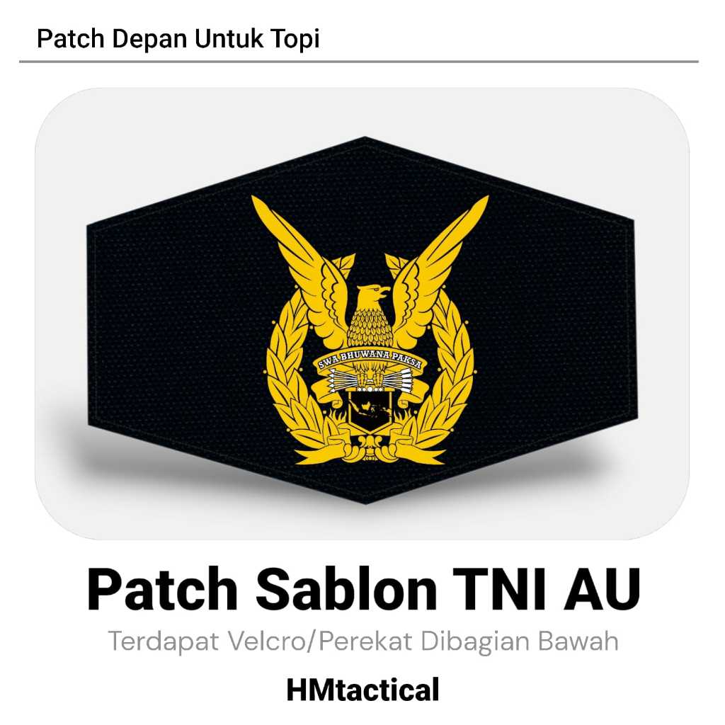 Patch Sablon Logo TNI AU DEngan perekat Velcro