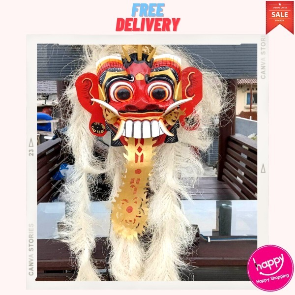PROMO Topeng Leak Mika Rambut Putih Halus / Topeng Rangda / Tope Tradisional Bali