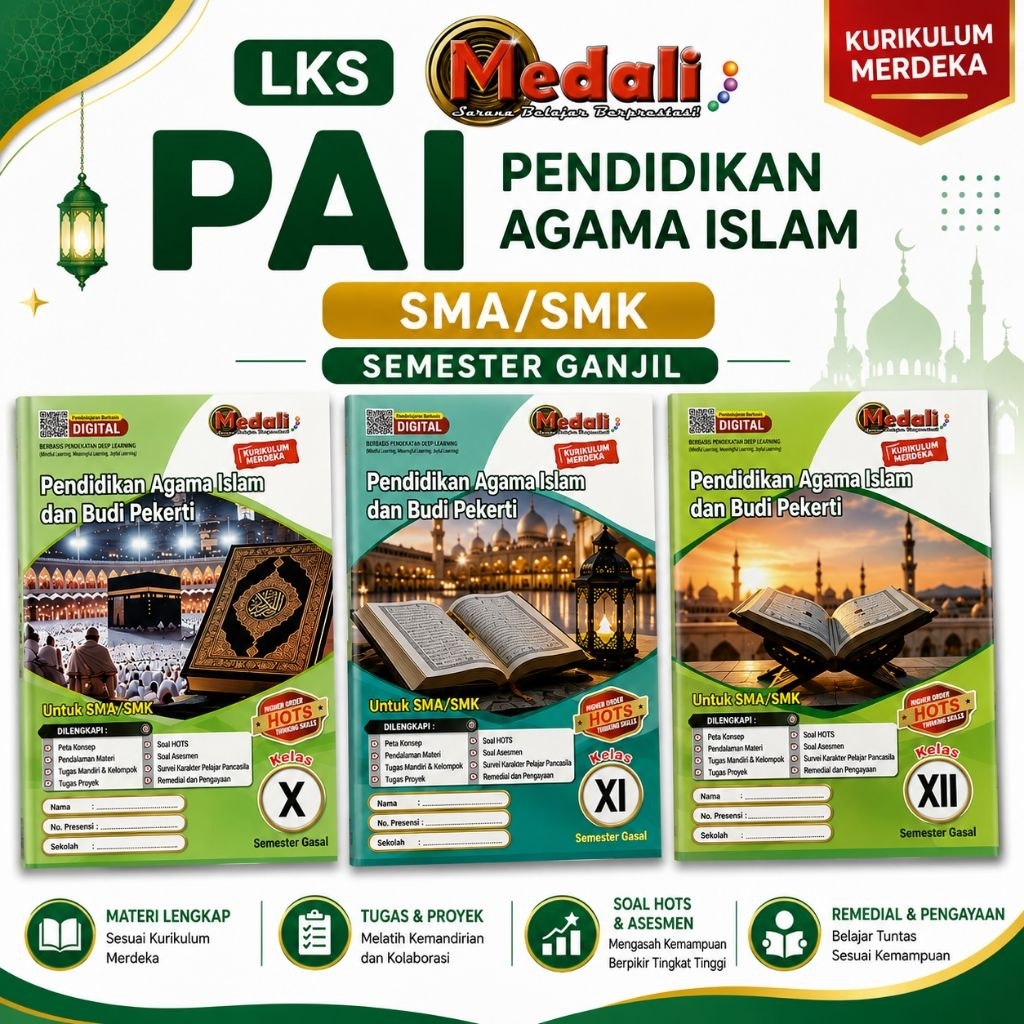 Buku LKS Medali PAI Agama Islam SMA/SMK Semester Ganjil Kurikulum Merdeka