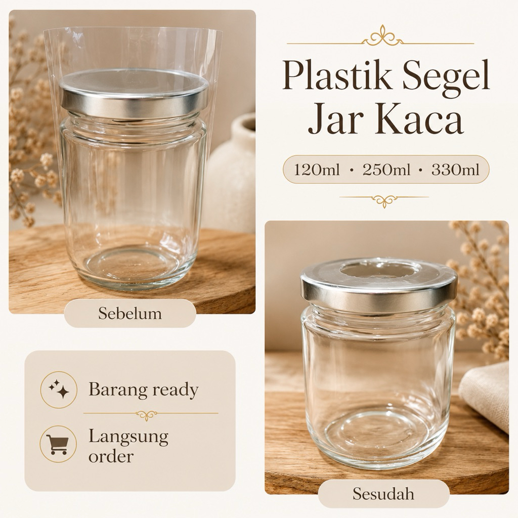 plastik segel shrink jar 100ml 120ml 250ml 330ml plastik segel toples jar