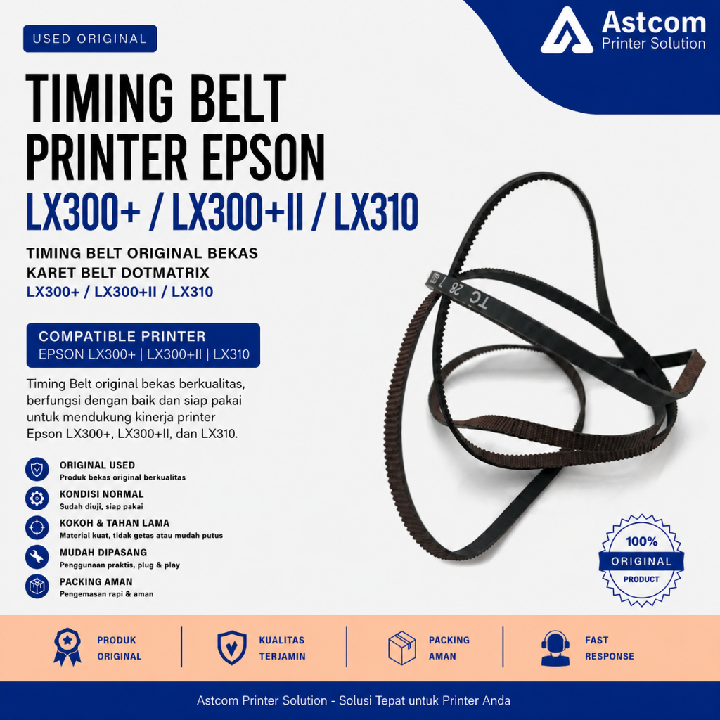 Timing Belt Epson LX300+ LX300+II LX310 Original Bekas Used Original Karet Belt Dot Matrix Printer E