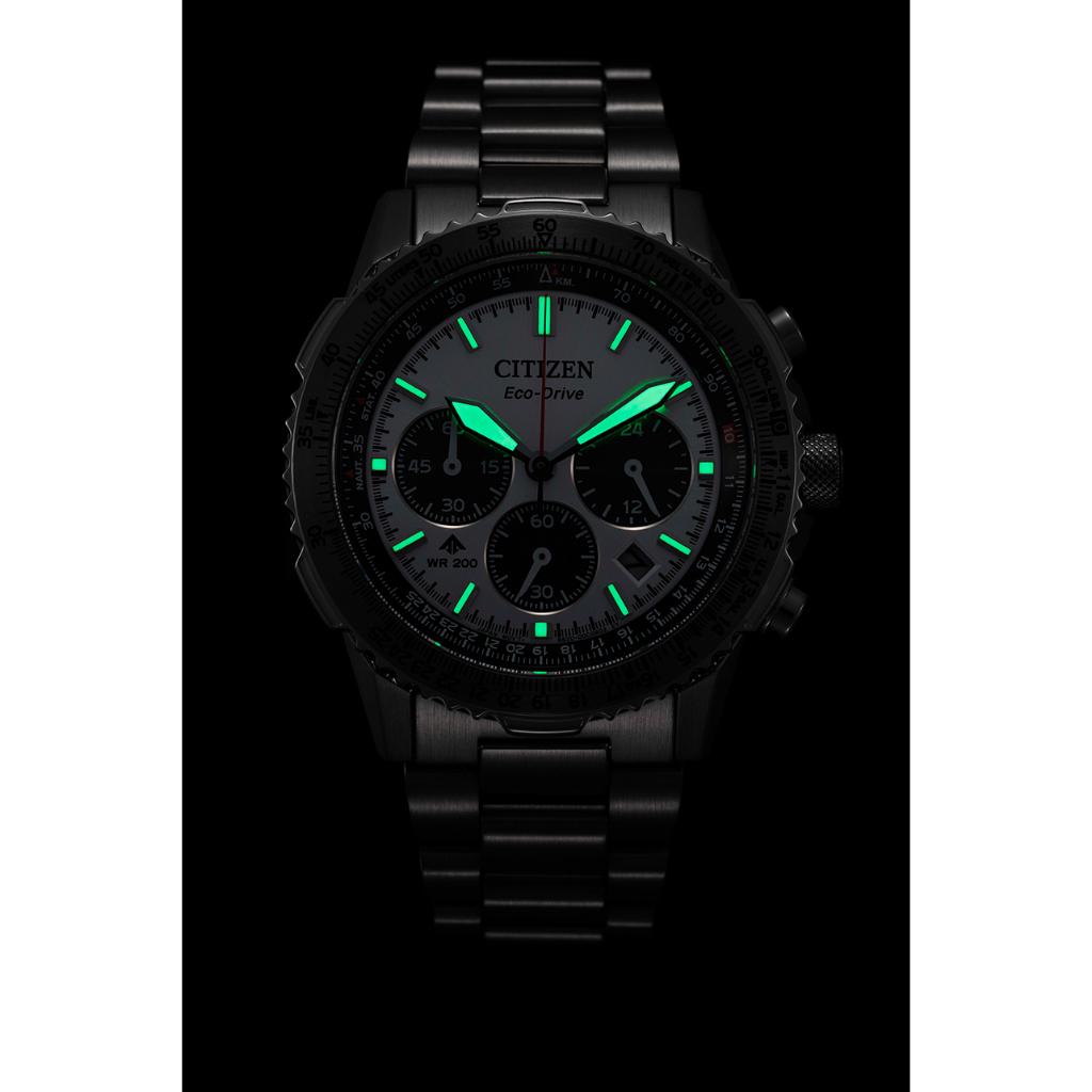 Jam Tangan Pria Citizen Eco-Drive Tali Rantai Chronograph WR200