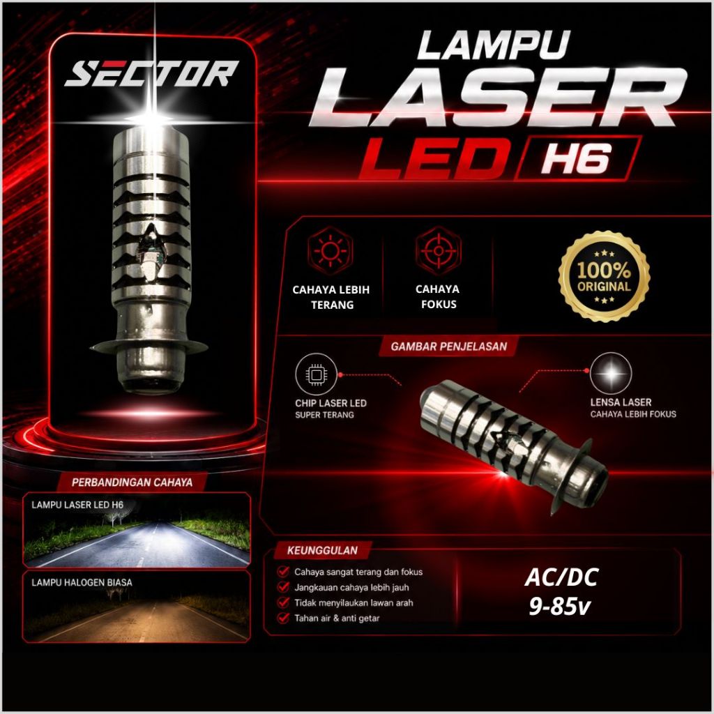 Lampu H6 Laser LED Motor matic, vario beat mio supra shogun