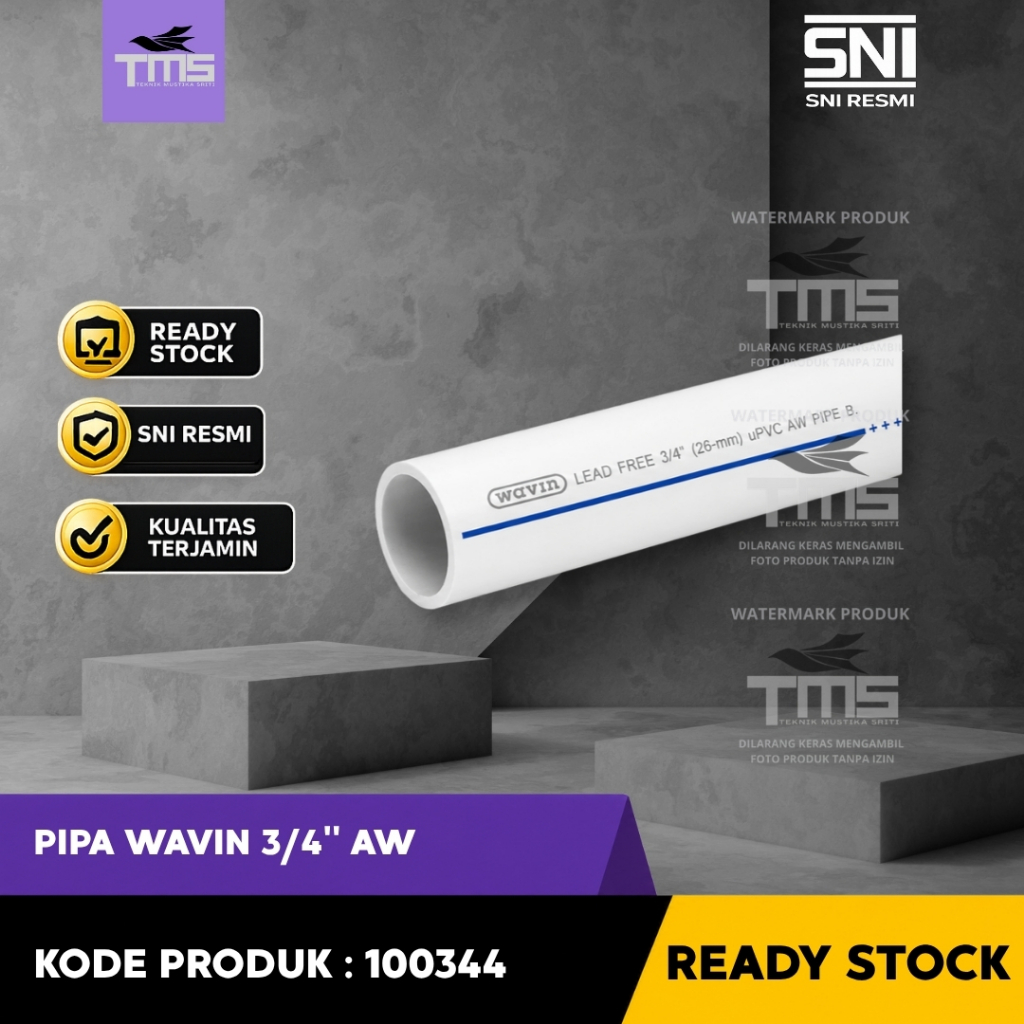 Pipa PVC Wavin 3/4 Inch AW 4 Meter Pipa Paralon SNI Original Ready Stock