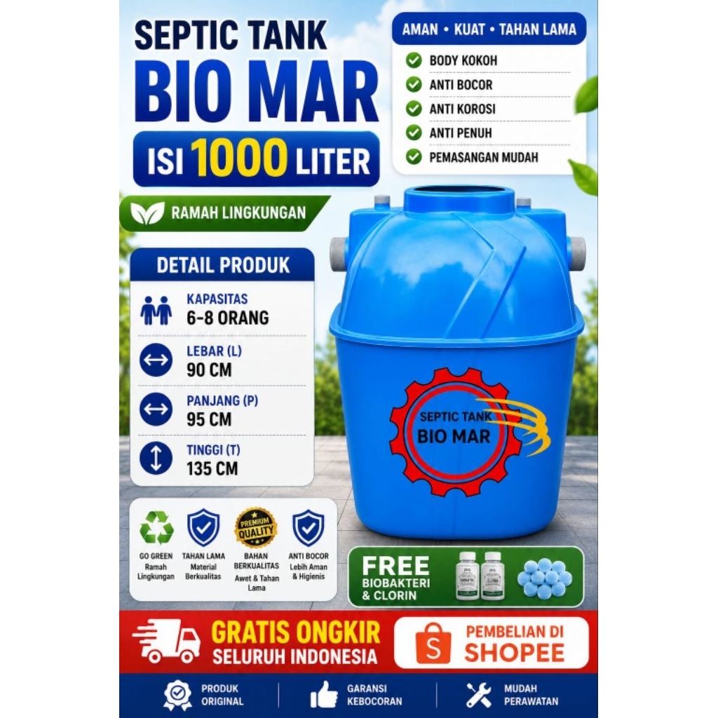 BIO SEPTIC TANK 1000 LITER BIO TECH BIO MAR