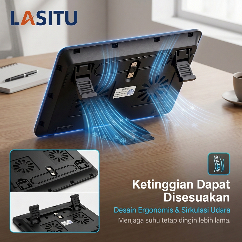 Cooling Pad Gaming Laptop Max 13-17 Inch Notebook 2 Kipas Mute Cooling Coolerpad Laptop Gaming Pendi