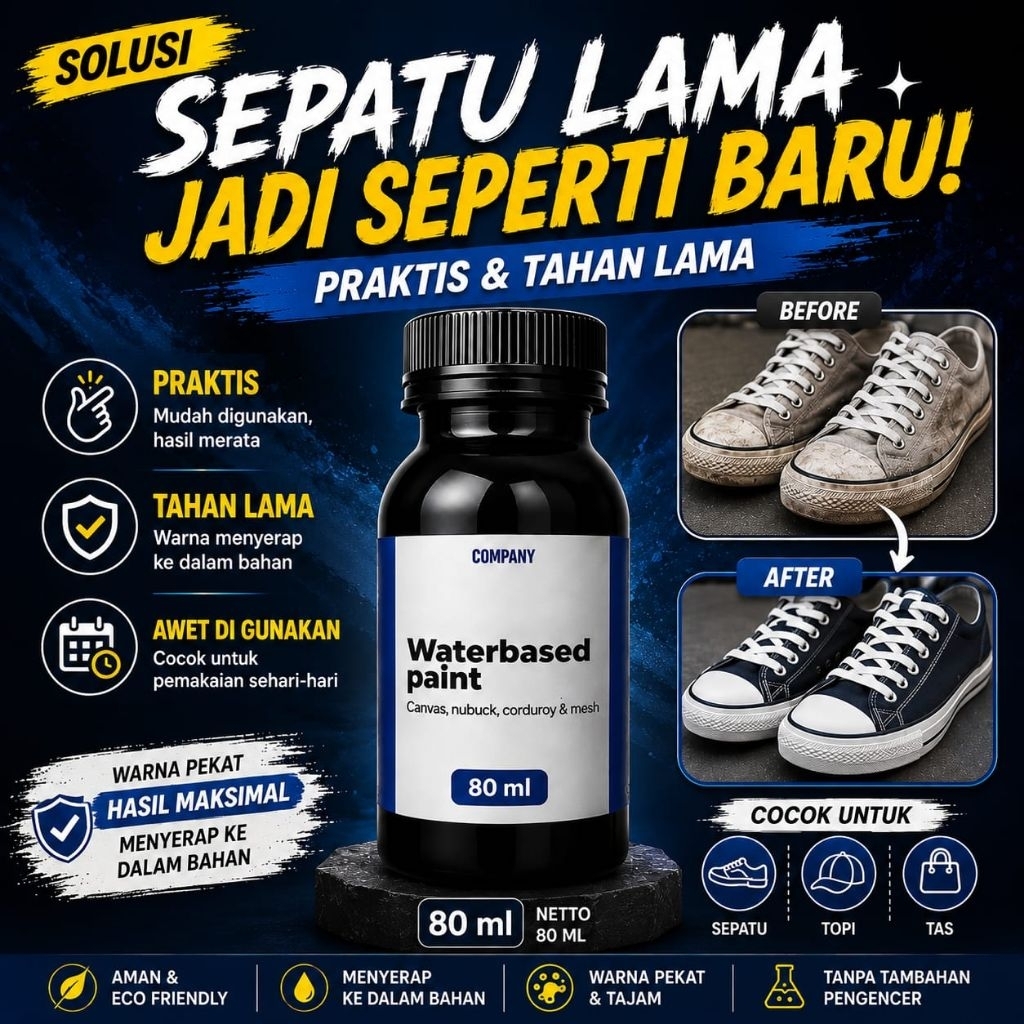 Cat Sepatu Kanvas Permanen Anti Luntur, Cet Repaint Pewarna Topi, Kain Canvas