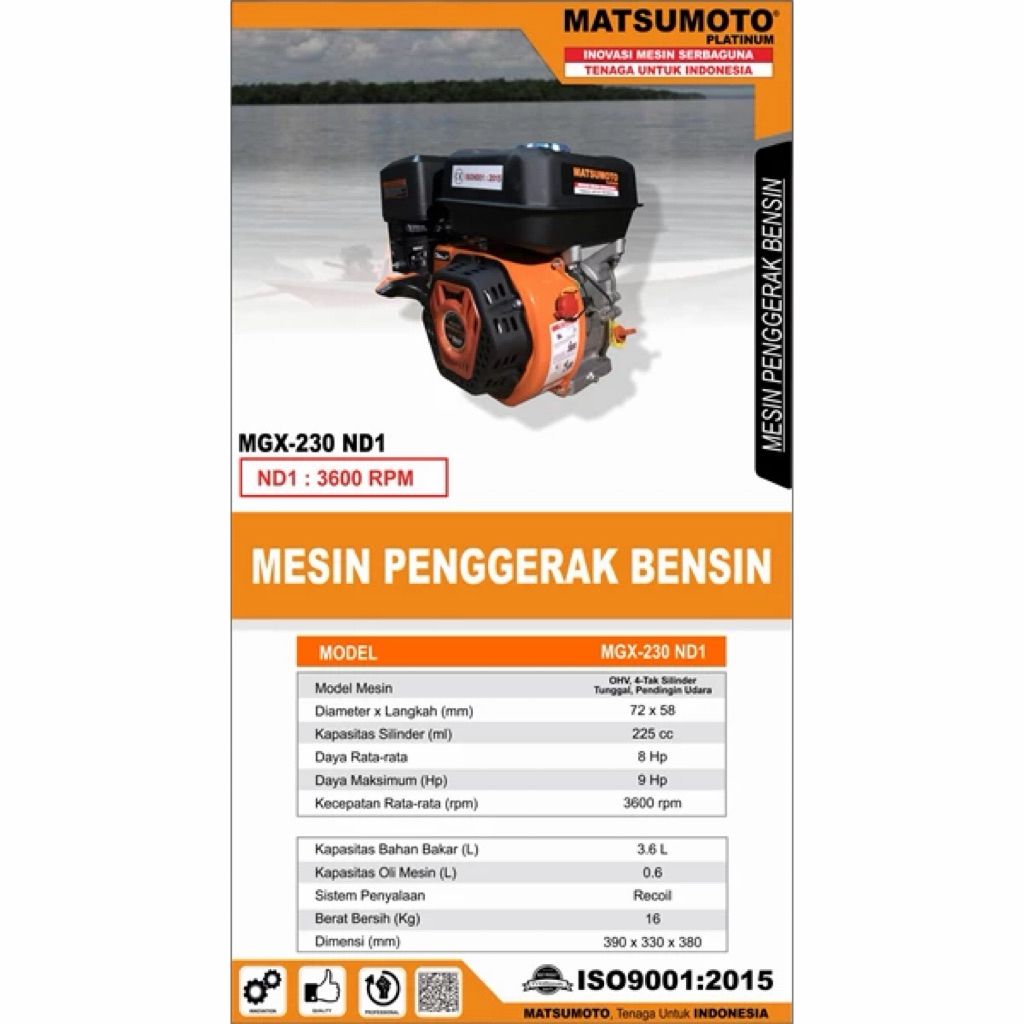 MATSUMOTO MESIN PENGGERAK BENSIN MGX-230 DAYA POWER 8 HP