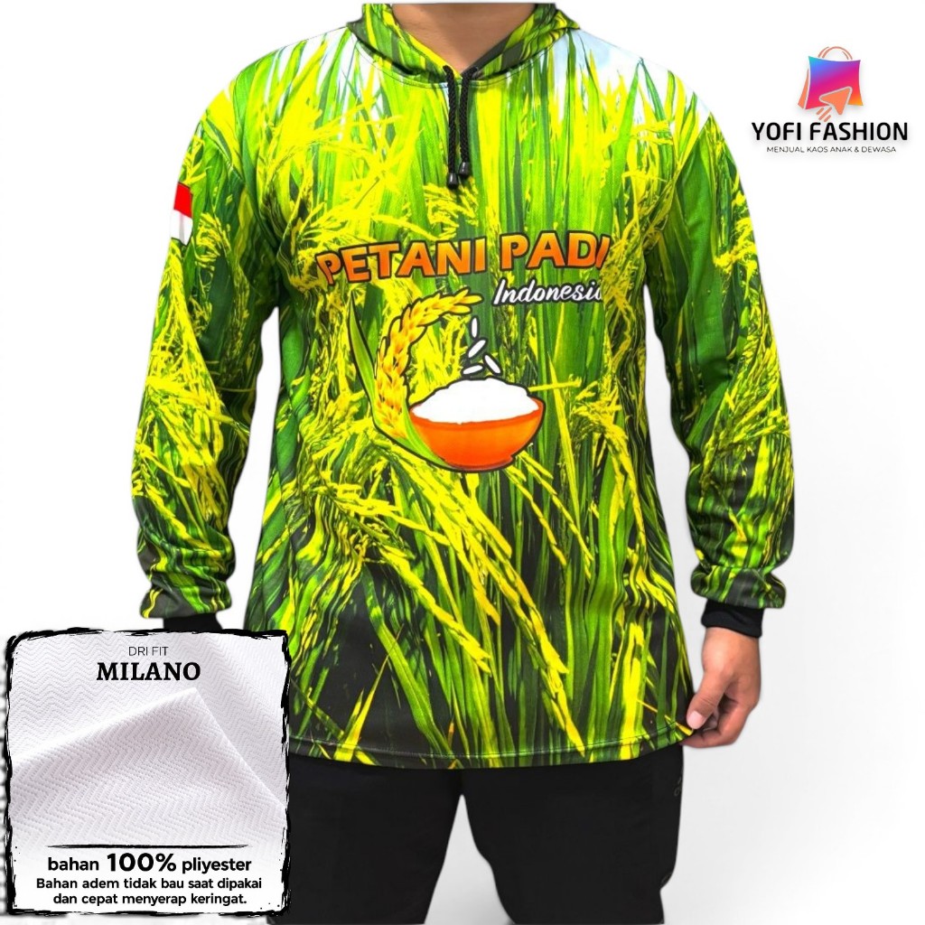 Jersey Petani Baju Padi Kaos Petani Milenial Lengan Panjang Full Printing Bahan Premium Dryfit Milan