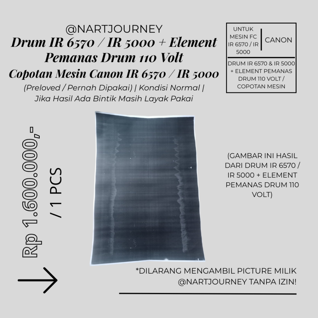[PRELOVED / PERNAH DIPAKAI] Drum IR 6570 / IR 5000 + Element Pemanas Drum 110 Volt Copotan Mesin Can