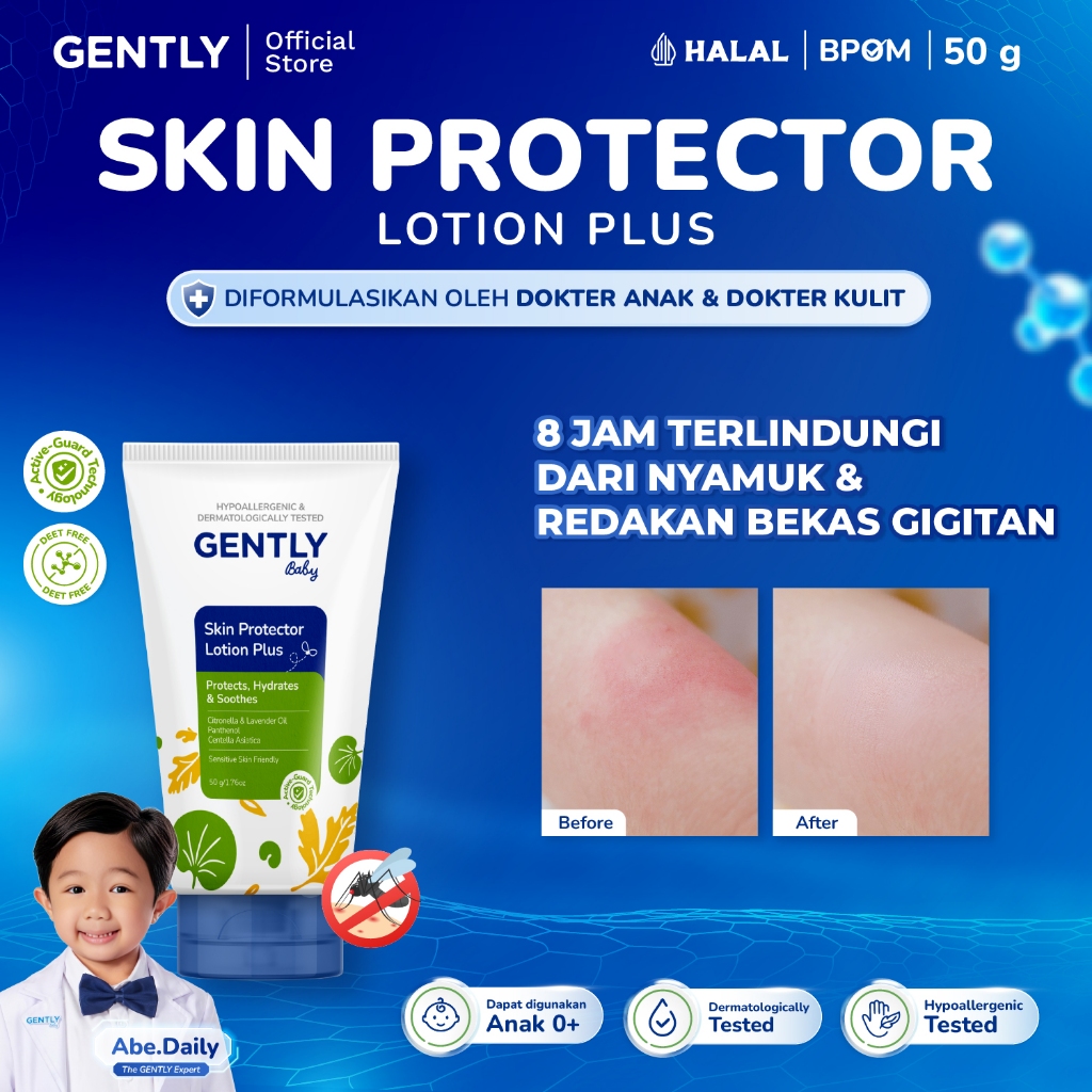GENTLY Baby Skin Protector Lotion Plus 50gr - Anti Nyamuk Bayi Citronella | Lotion Anti Nyamuk 8 Jam