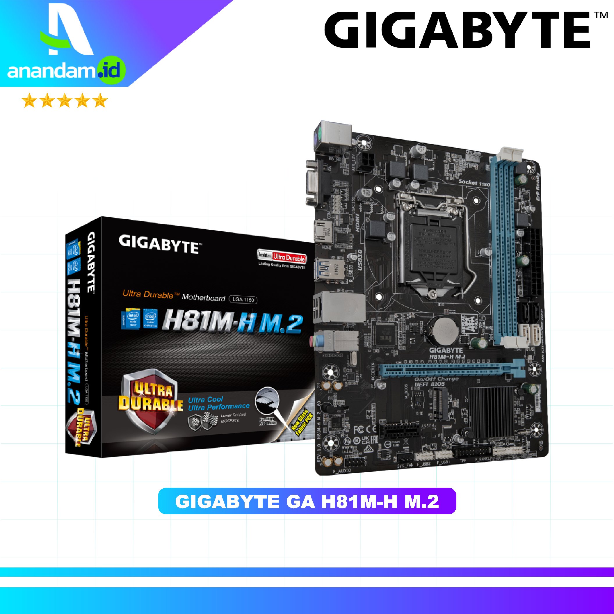 Gigabyte GA H81M-H M.2 Motherboard Intel H81 LGA 1150 Micro ATX