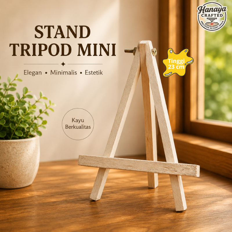 Mini Easel Tripod kayu Stand Poto Tinggi 23cm Stand Foto Kanvas Lukis Sandaran Hp Kualitas terbaik